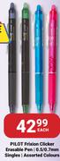 Pilot Frixion Clicker Erasable Pen 0.5/0.7mm Singles Assorted Colours-Each