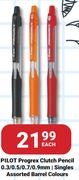 Pilot Progrex Clutch Pencil 0.3/0.5/0.7/0.9mm Singles Assorted Barrel Colours-Each