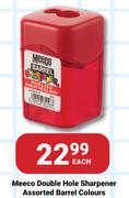 Meeco Double Hole Sharpener Assorted Barrel Colours-Each