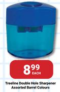 Treeline Double Hole Sharpener Assorted Barrel Colours-Each