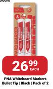 PNA Whiteboard Markers Bullet Tip Black Pack Of 2-Each