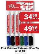 PNA Whiteboard Markers Fine Tip Set Of 6