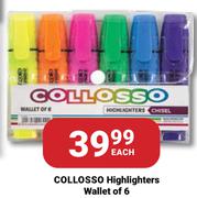 Collosso Highlighters Wallet Of 6-Each