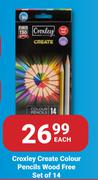 Croxlet Create Colour Pencils Wood Free Set Of 14-Each