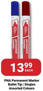 PNA Permanent Marker Bullet Tip Singles Assorted Colours-Each