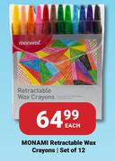 Monami Retractable Wax Crayons (Set Of 12)-Each