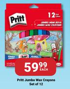 Pritt Jumbo Wax Crayons (Set Of 12)-Each