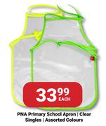 PNA Primary School Apron Clear Singles Assorted Colours-Each