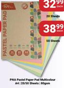PNA Pastel Paper Pad Multicolour A4 20 Sheets 80gsm-Each
