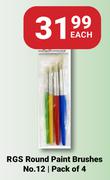 RGS Round Paint Brushes No.12 Pack Of 4-Each