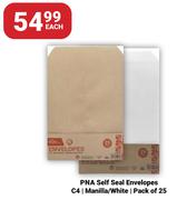 PNA Self Seal Envelops C4 (Manilla /White) | Pack Of 25-Each