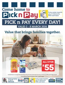Pick n Pay Gauteng, Mpumalanga, Limpopo, Free State, North West & Northern Cape : Every DAy Specials (02 March - 08 March 2026)
