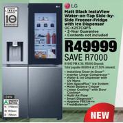 LG 611L Matt Black InstaView Water On Tap Side By Side Freezer Fridge With Ice Dispenser GC-X257CQF