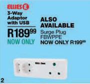 Ellies 3 Way Adaptor With USB
