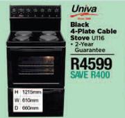 Univa Black 4 Plate Cable Stove U116