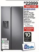 Samsung 617L Gentle Black Finish Water On Tap Side By Side Freezer Fridge With Ice Dispenser