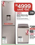 Defy 348Ltr Metallic Water On Tap Bottom Freezer Fridge DAC635