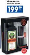 Jägermeister Plus 2 Shot Glasses-750ml