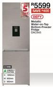 Defy 348Ltr Metallic Water On Tap Bottom Freezer Fridge DAC645