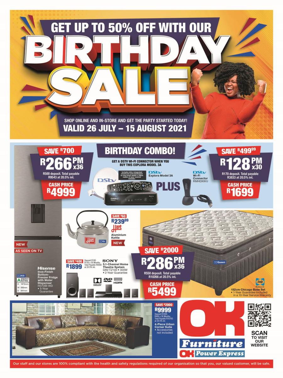 Ok Furniture Birthday Sale 26 July 15 August 2021 Www Guzzle Co Za
