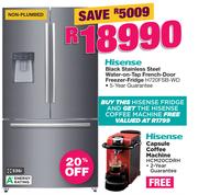 Hisense 536L Black Stainless Steel Water On Tap French Door Freezer Fridge H720FSB-WD