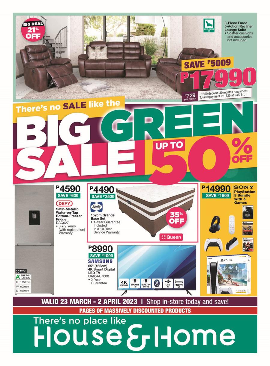 House & Home Botswana : Big Green Sale (23 March - 02 April 2023) — m