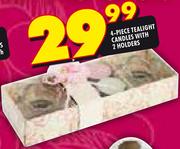 4 Piece Tealight Candles With 2 Holders