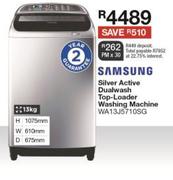 Samsung 13kg Silver Active Dualwash Top Loader Washing Machine WA13J5710SG