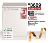Defy White 5 Programme Dishwasher DDW175