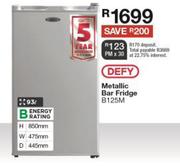 Defy 93Ltr Metallic Bar Fridge B125M