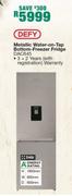 DEFY Metallic Water On Tap Bottom Freezer Fridge - DAC645
