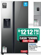 Samsung 617L Black Mirror Finish Water On Tap Side By Side Freezer Fridge With Ice Dispenser RS64R53