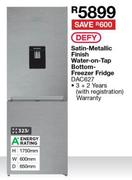 Defy 323L Satin Metallic Finish Water On Tap Bottom Freezer Fridge DAC627