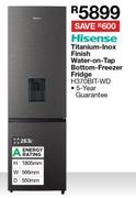 Hisense 263L Titanium Inox Finish Water On Tap Bottom Freezer Fridge H370BIT-WD