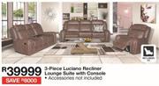 Luciano 3-Piece Recliner Lounge Suite With Console