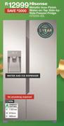 Hisense 535Ltr Metallic Inox Finish Water On Tap Side By Side Freezer Fridge H700SI-IDL