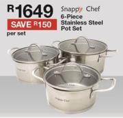 Snappy Chef 6 Piece Stainless Steel Pot Set