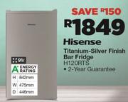 HISENSE Titanium Silver Finish Bar Fridge - H120RTS