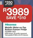 Hisense 228Ltr Metallic Water On Tap Bottom Freezer Fridge H299BI-WD