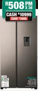 Hisense 508L Inox Finish Water On Tap Side By Side Freezer Fridge H670SIT-WD