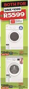 Defy 5Kg White Autodryer DTD258 + Defy 6Kg White Front Loader Washing Machine DAW 381-Both For