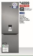 KIC 344Ltr Metallic Inox Door Water On Top Bottom Freezer Fridge KBF639