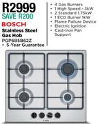 Bosch Stainless Steel Gas Hob PGP6B5B62Z