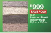 Assorted Beruit Shaggy Rugs 160cm x 230cm-Each