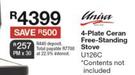 Univa 4 Plate Ceran Free Standing Stove U126C