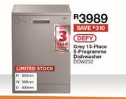 Defy Grey 13-Place 5-Programme Dishwasher DDW232