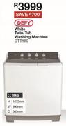 Defy 18Kg White Twin Tub Washing Machine DTT180