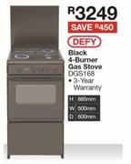 Defy Black 4 Burner Gas Stove DGS168