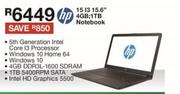 HP 15 13 15.6" 4GB 1TB Notebook