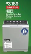 DEFY Metallic Twin Tub Washing Machine - DTT151
